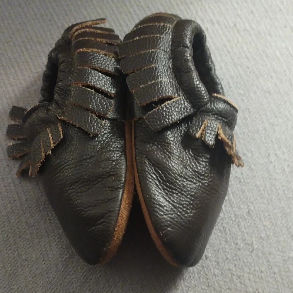Lucky Love Chocolate Brown Leather Unisex Kids Moccasins